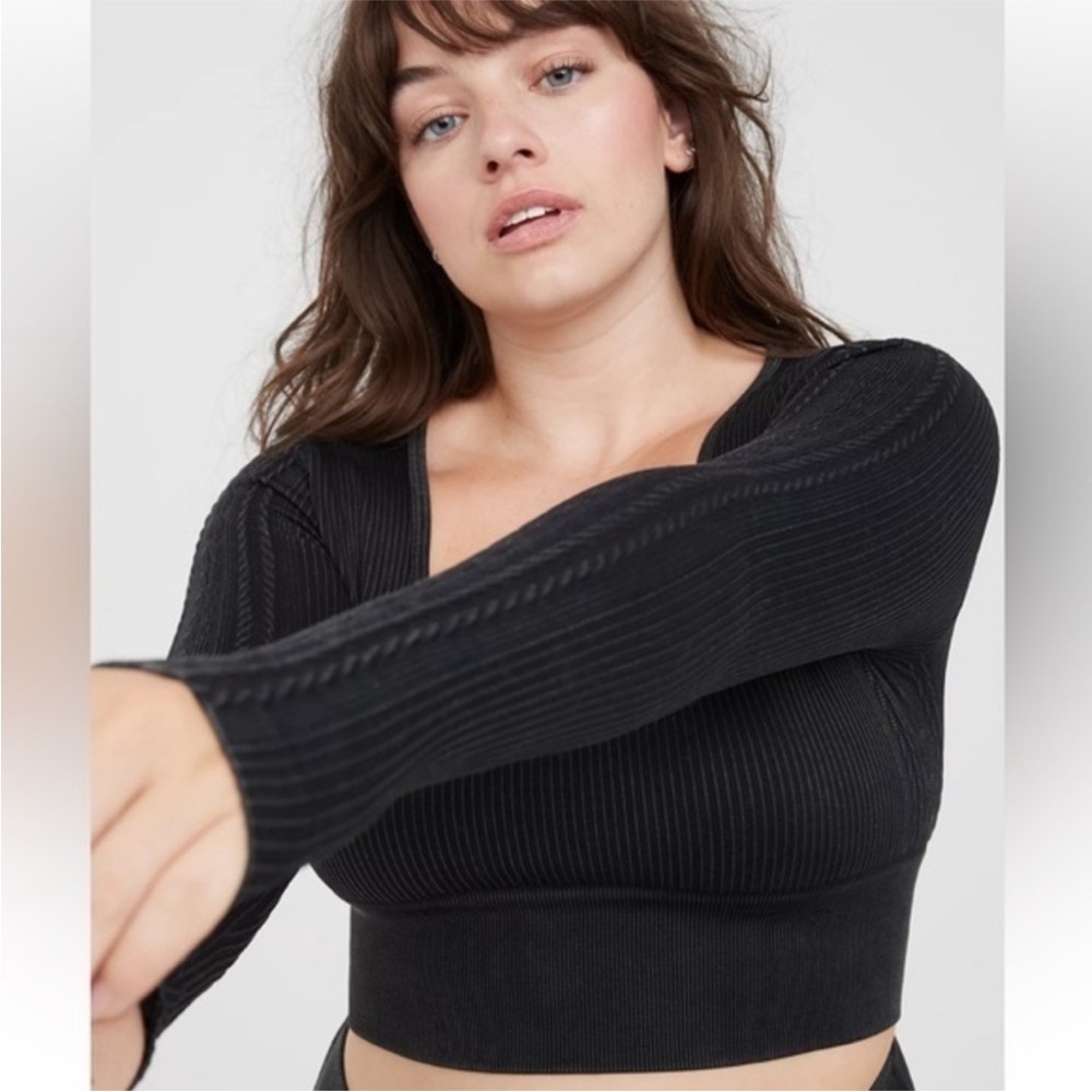 OFFLINE By Aerie Seamless Cable Leggings and Top Set | Black | Medium | NWT